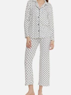 NWT TART Soft Black White Dot Pajamas Set Large Retail $88.00